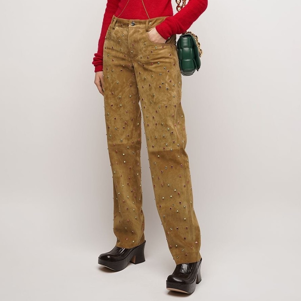 Bottega Veneta Embellished Suede Pants